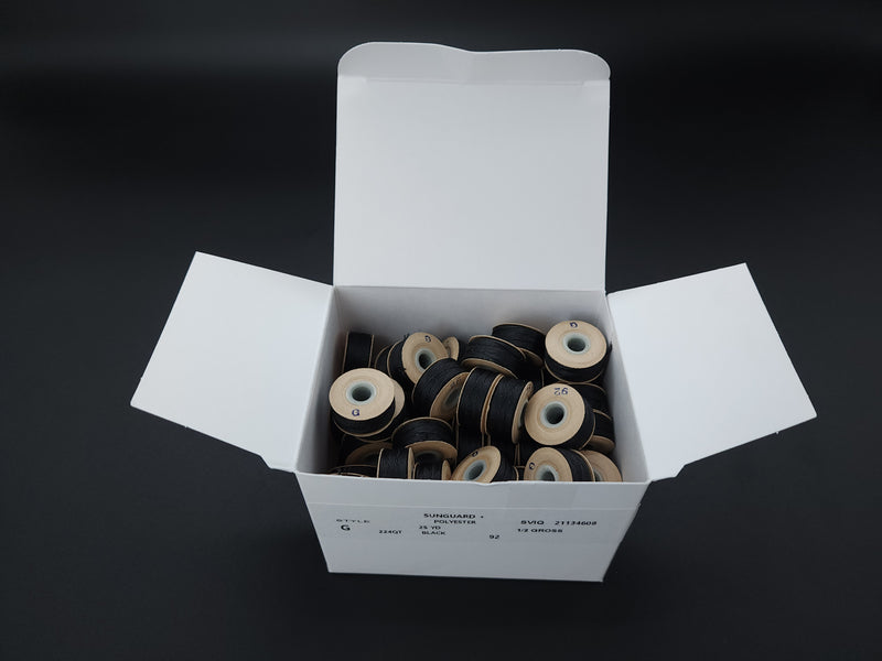 Sunguard B92 Pre-Wound Bobbins, Style G, Black — 1/2 Gross (72 ct)