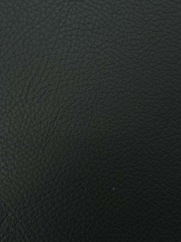 Jet Black aviation leather hide — FAR 25.853 burn certified, Carolyn Fabrics Slipstream collection