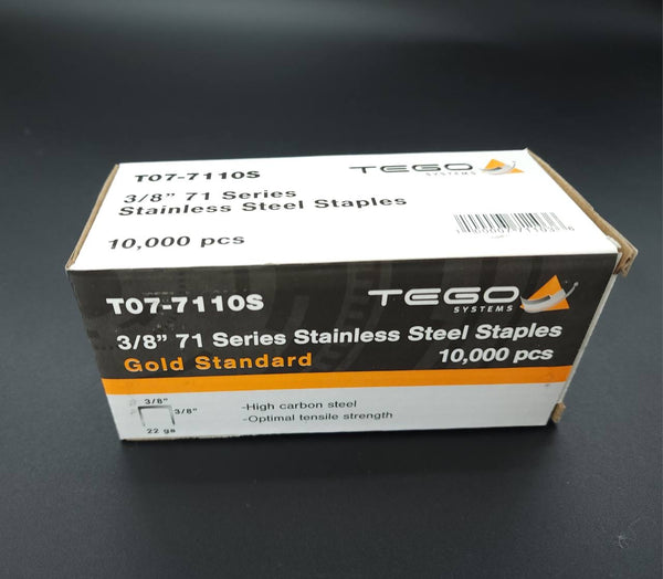 TEGO T07-7110S 3/8-inch 71 Series stainless steel staples, 10,000-count box