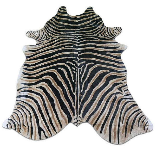African Zebra hair-on-hide cowhide rug