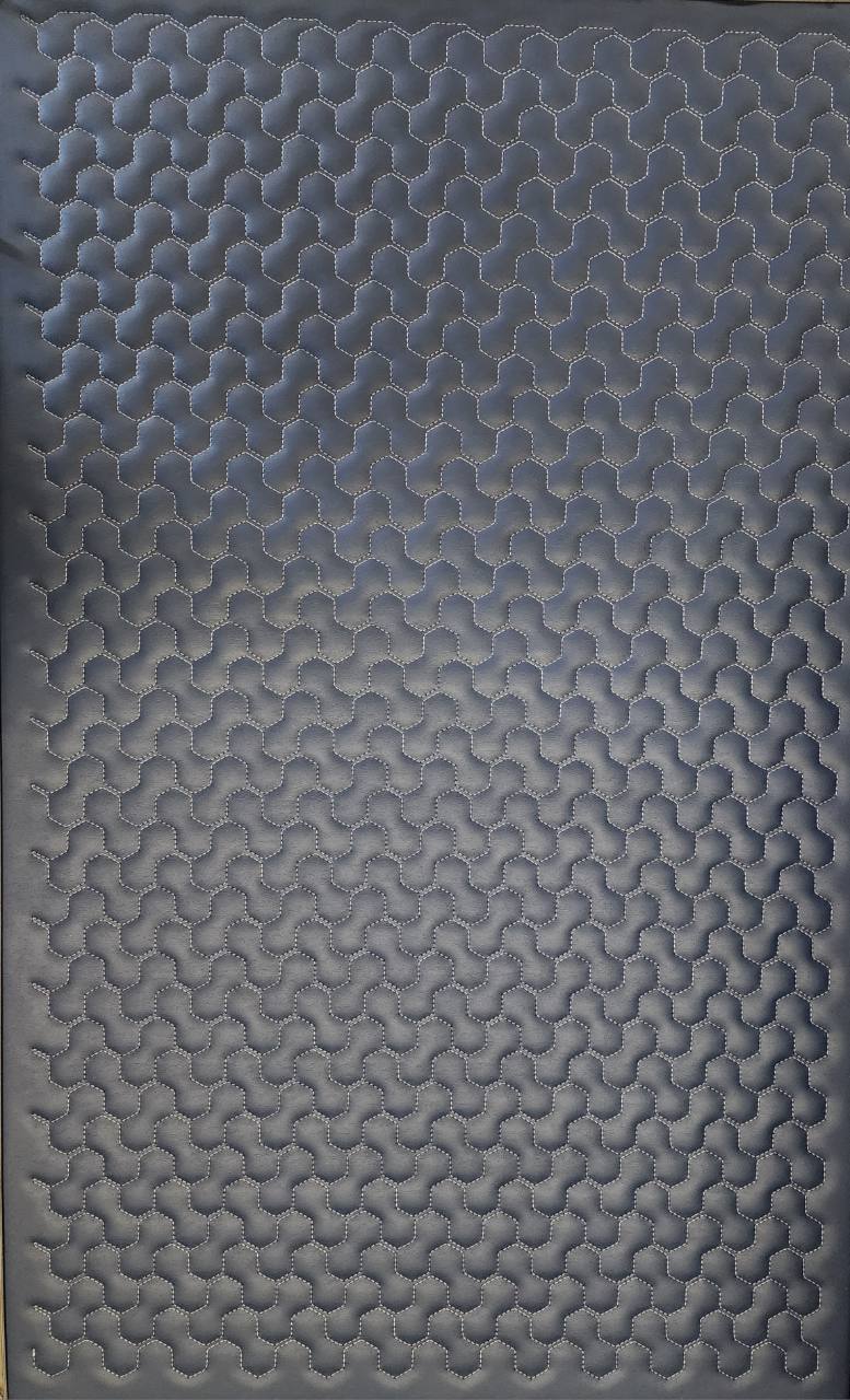 Full 48 x 28 inch Hex Cells CNC panel in Pinnacle 306 Naval Blue with Pearl Grey stitching