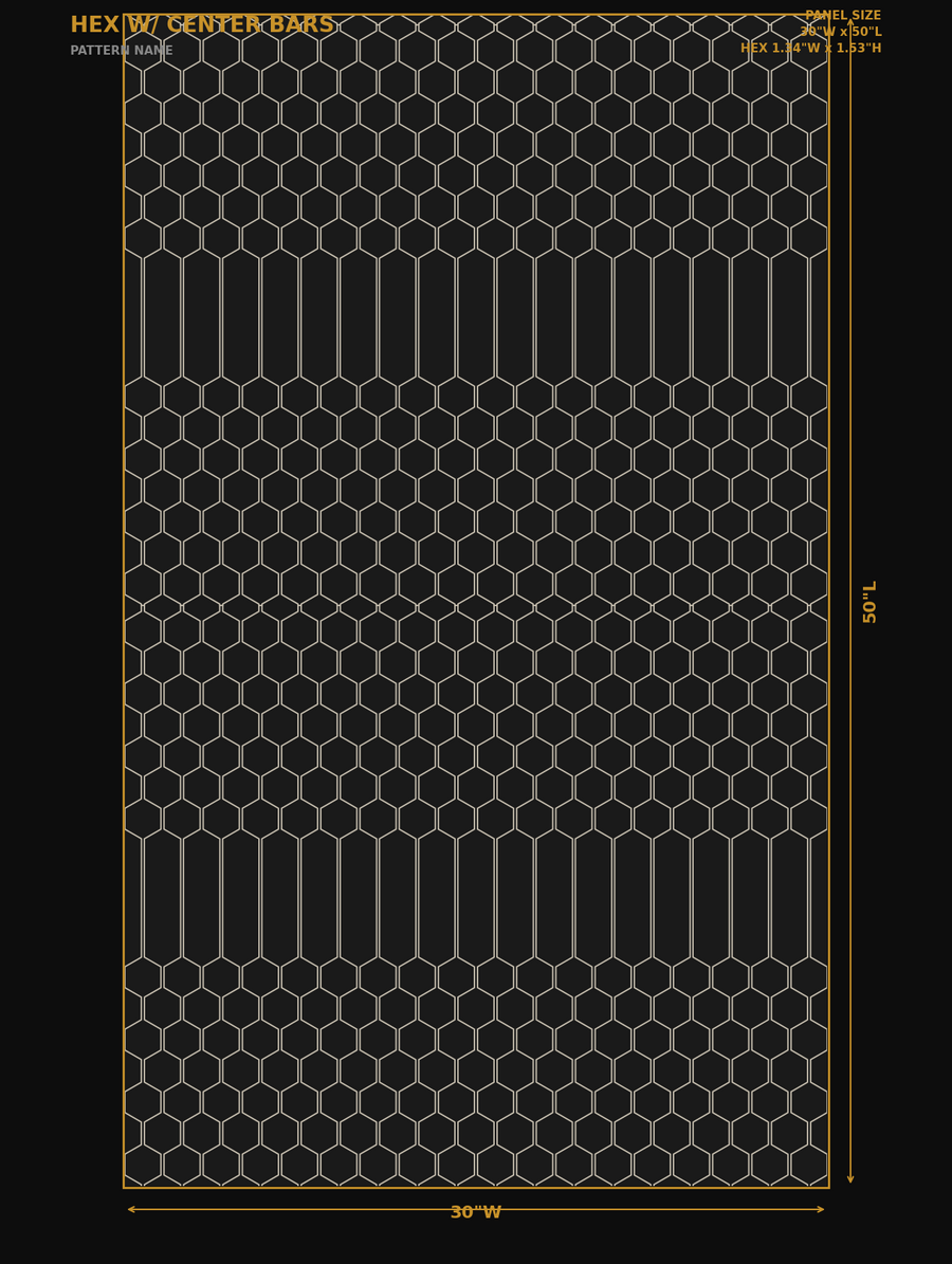 Hex with Center Bars — dimensions