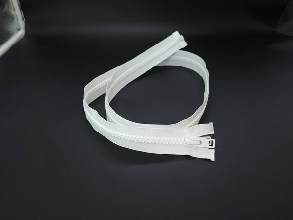 White LENZIP #10 marine double-pull zipper, full view