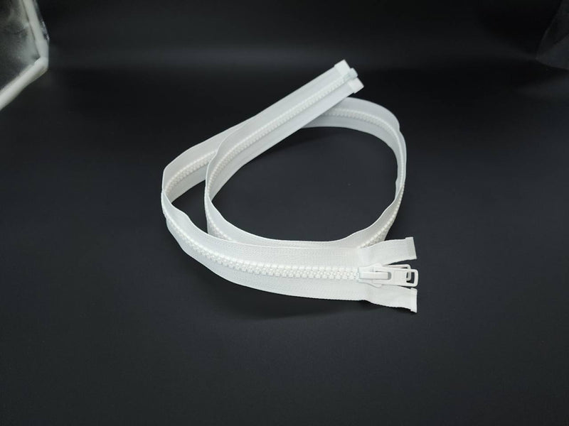 White LENZIP #10 marine double-pull zipper, full view
