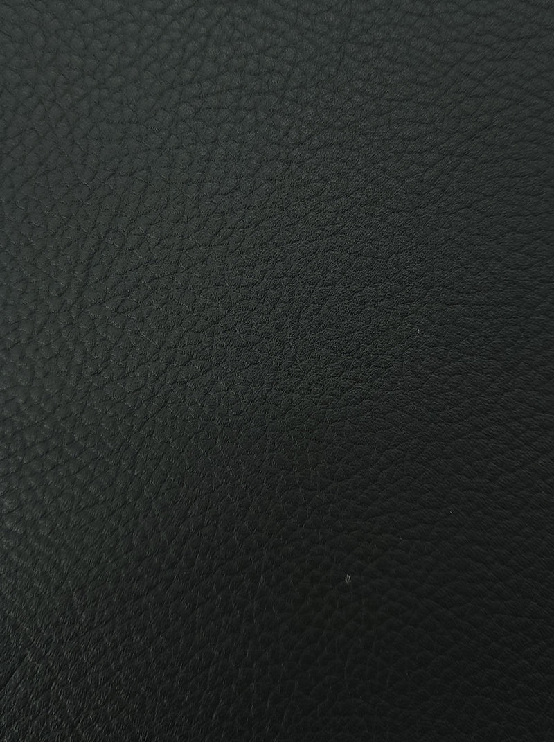 Jet Black aviation leather hide — FAR 25.853 burn certified, Carolyn Fabrics Slipstream collection