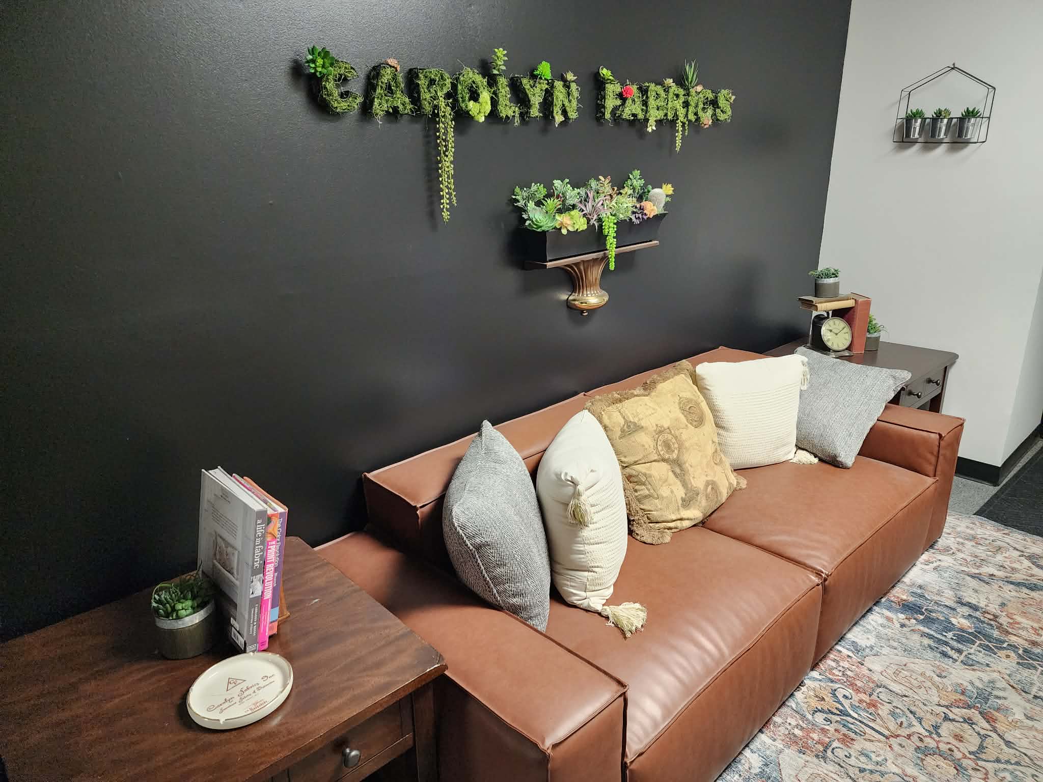 Interior sitting area at Carolyn Fabrics High Point NC
