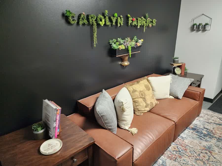 Interior sitting area at Carolyn Fabrics High Point NC